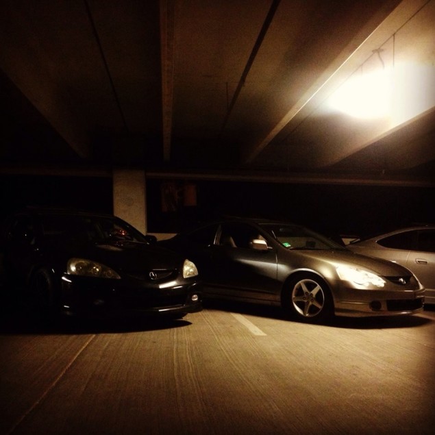 Submitting for Facebook! My grey dc5 next to my friend matt’s black rsx 